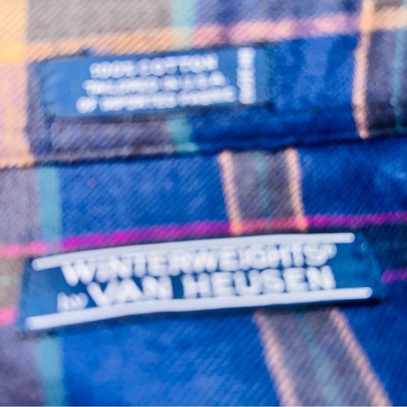 Van Heusen Blue and Green Casual Button Down Shirt Winter Weights - Picture 6 of 9